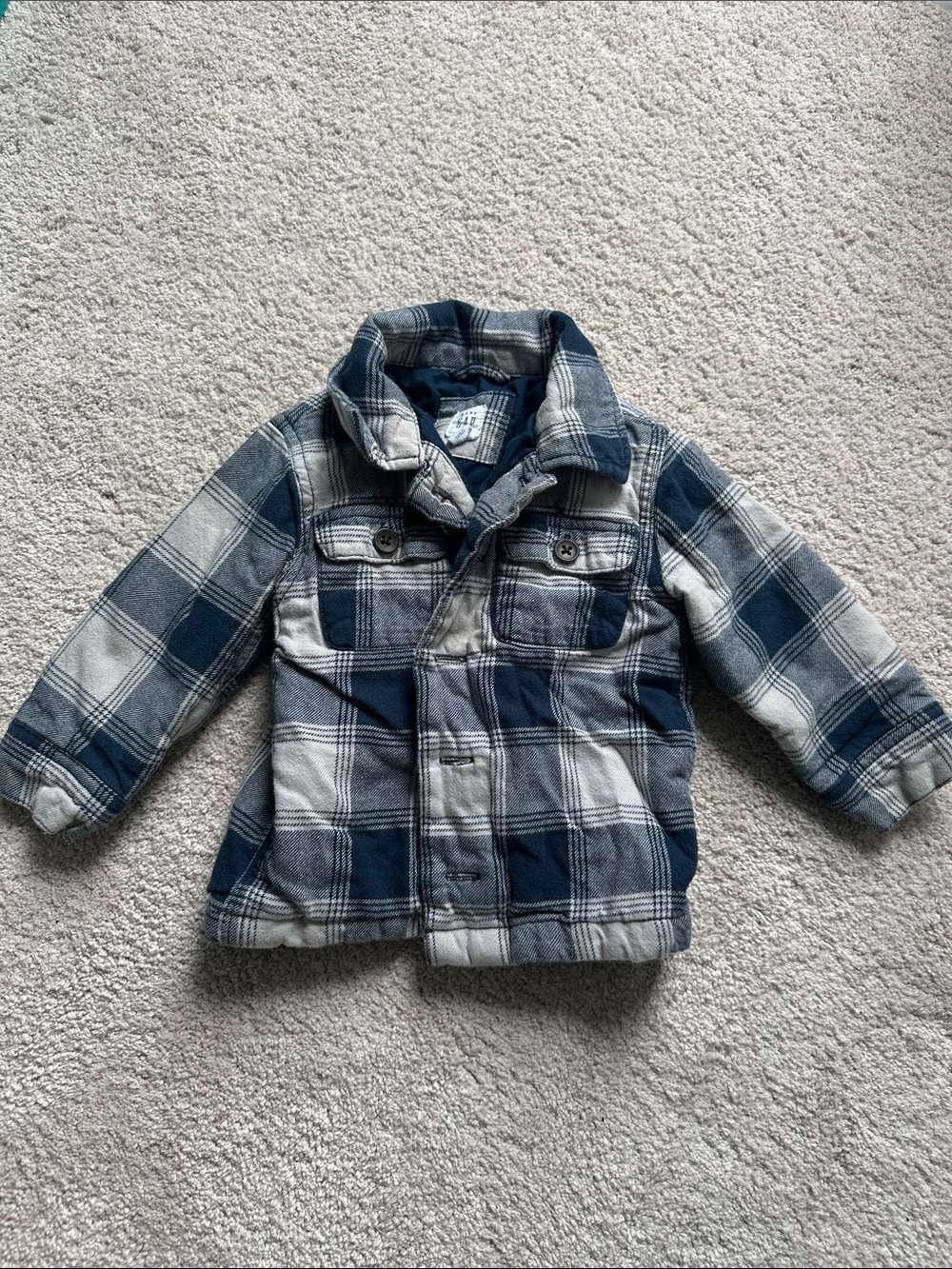 Baby Gap Plaid Kids Jacket - Blue & Gray